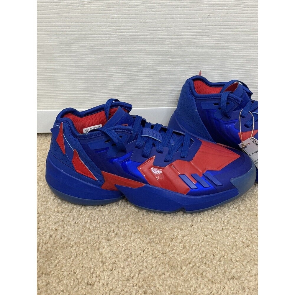 Adidas D.O.N. Issue 4 J Spiderpunk Blue Red Basketball Shoes HR1628 Kids Size 6